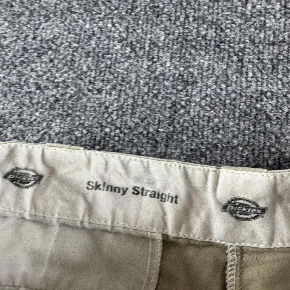 Dickies Pants Mens 32x34 Beige Skinny Straight Stretch Double Knee Workwear